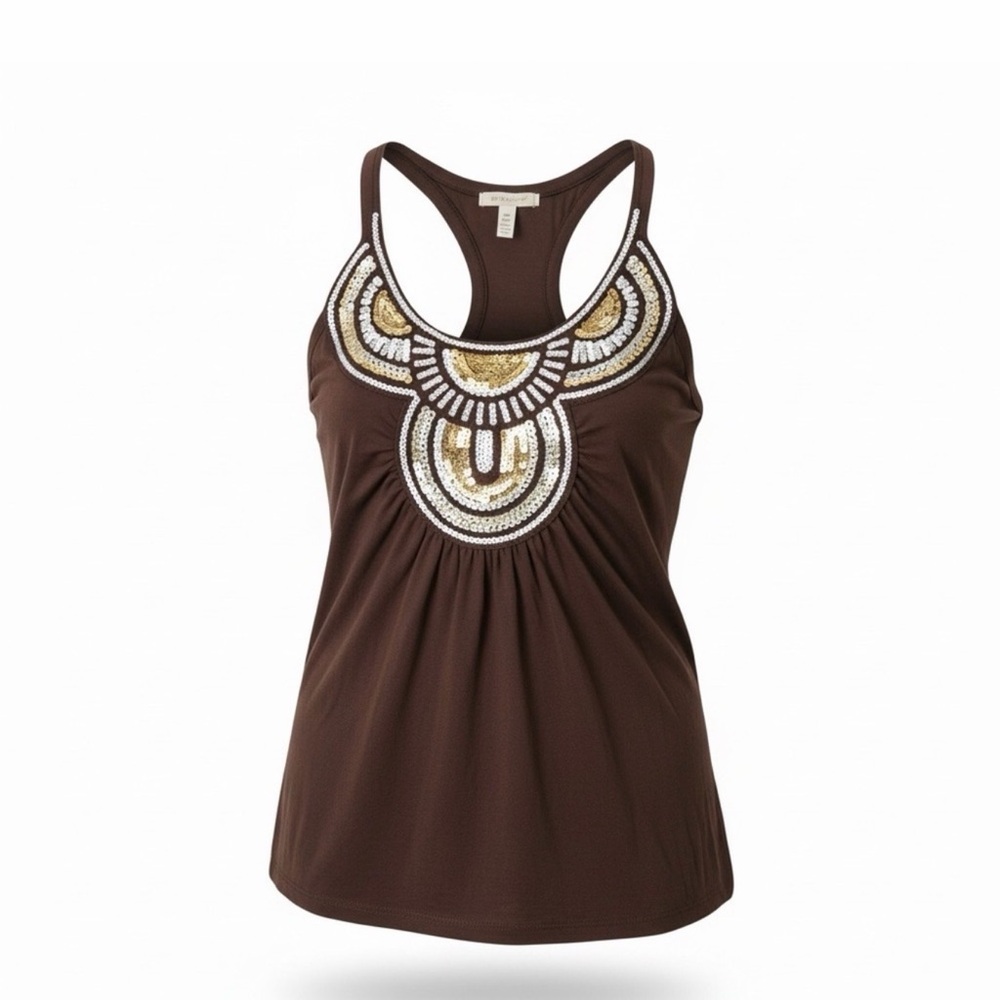 Charlotte Russe Brown Sequence Embellish Tank Top Small - Picture 2 of 2